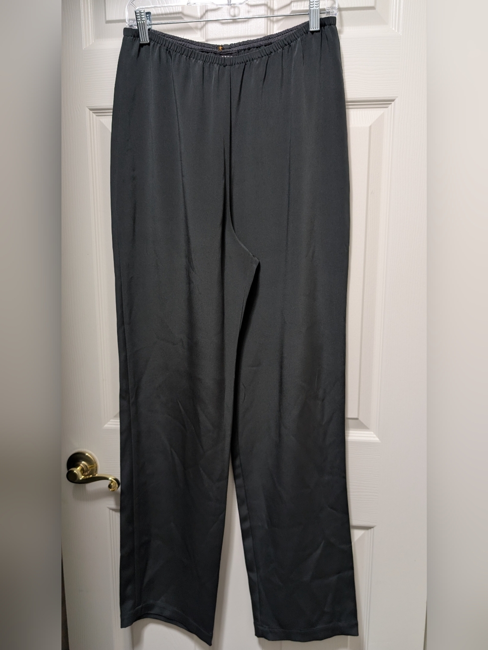 Peter Cohen Dark Gray Silk Pull-on Elastic Pants Size Large L